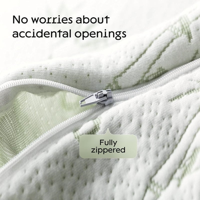 Niagara Sleep Solution 100% Waterproof Pillow Protectors Queen 20x30 Pair Zippered Pillow Case, Pillow Cover, Guaranteed Noiseless Pad, Ultra Plush Absorbent (Viscose Made from Bamboo), Green 2 Pack - Image 5